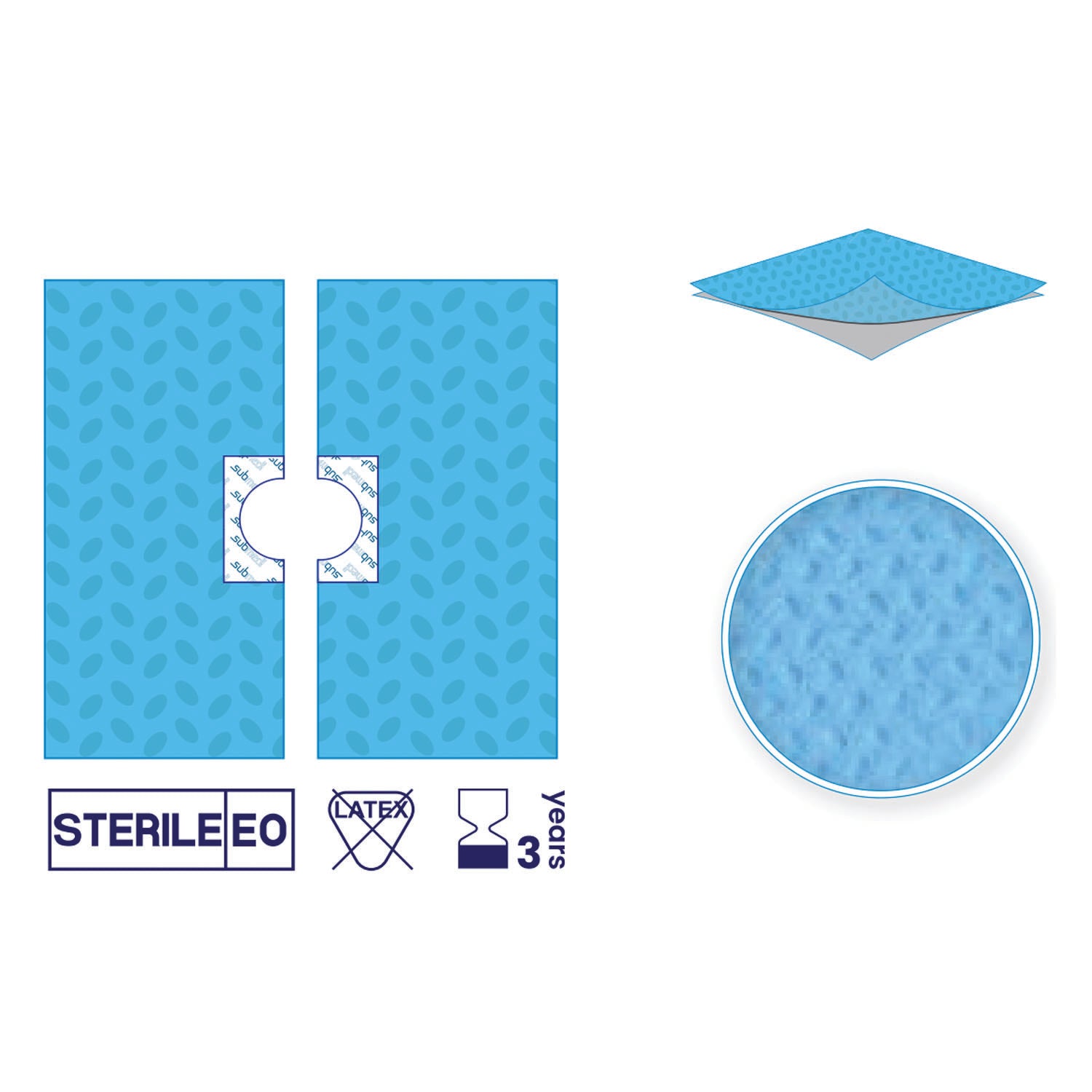 SUBMED Sterile-Non Sterile Adhesive Adjustable Fenestrated Drape (2-layered Pe/Pp - 56 gsm)