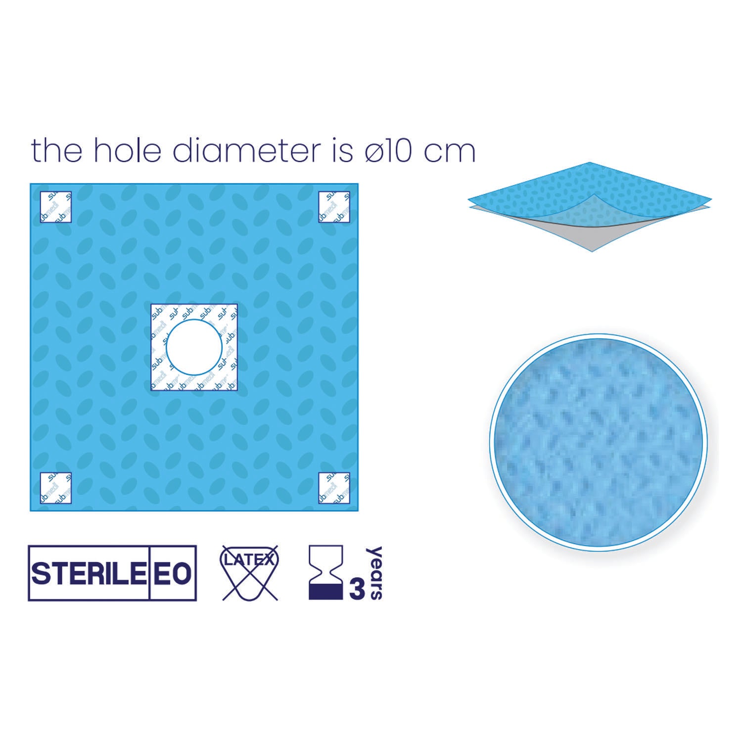 SUBMED Sterile-Non Sterile Adhesive Epidural Drapes (2-layered Pe/Pp - 56 gsm)