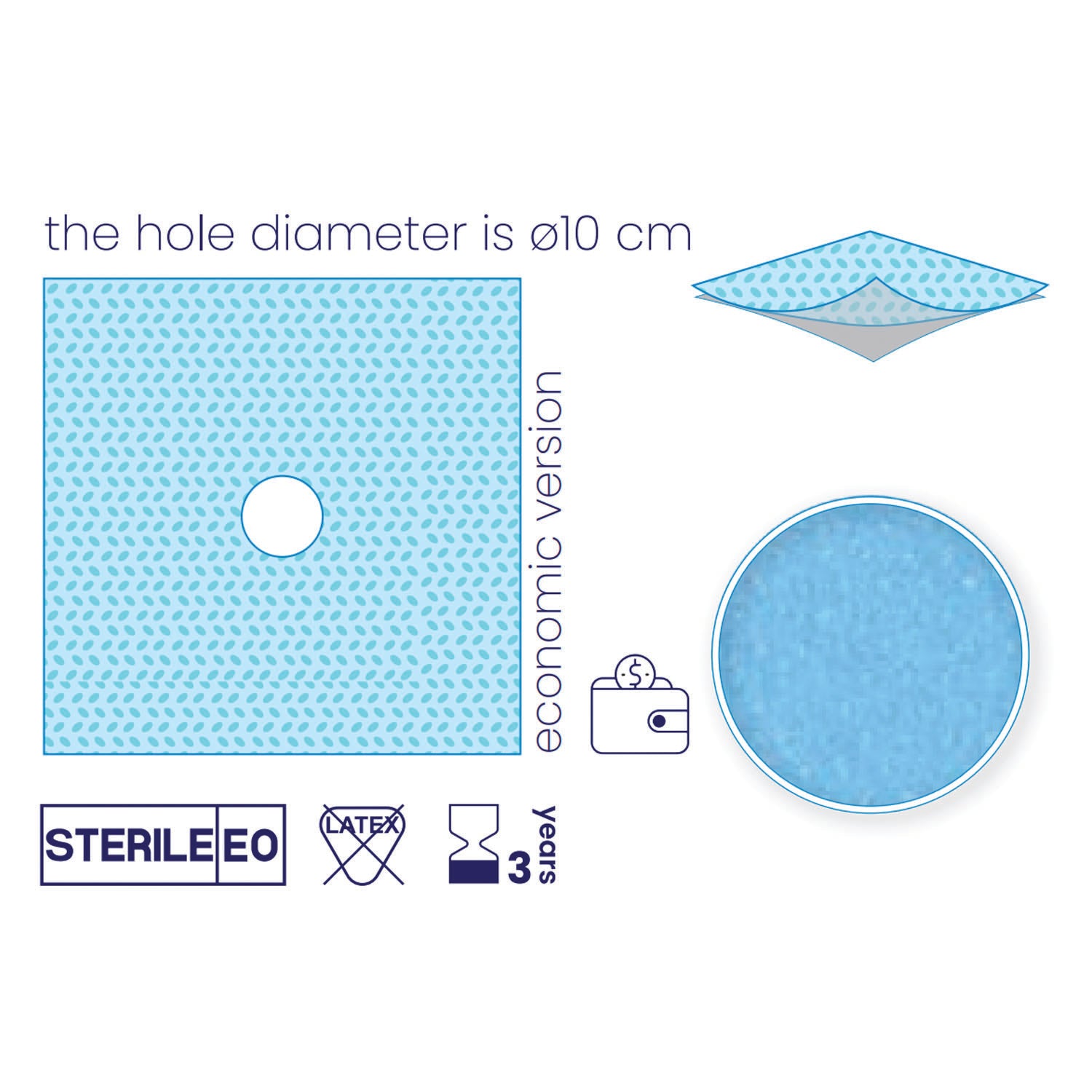 SUBMED Sterile-Non Sterile Fenestrated Drapes (2-layered Pe/Pp - 54 gsm)