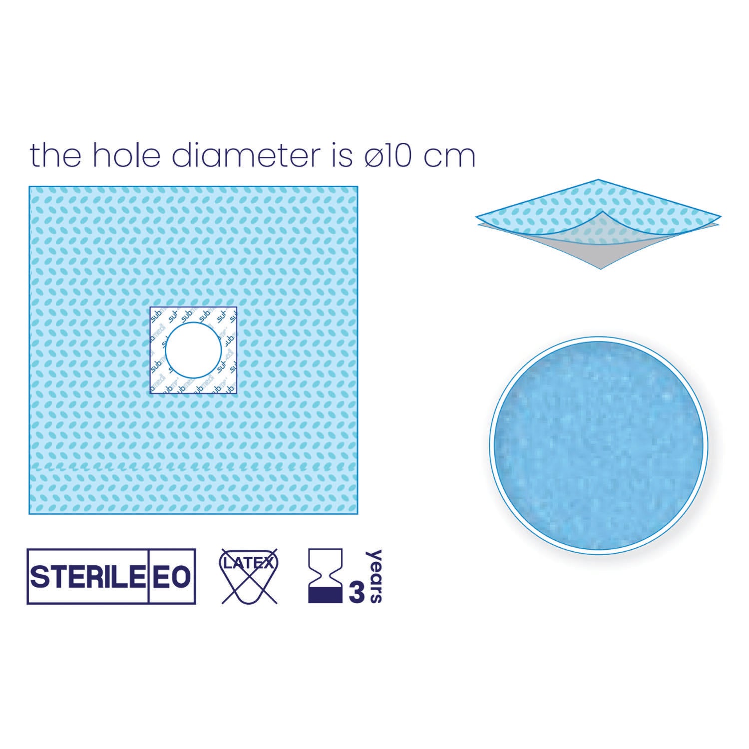 SUBMED Sterile-Non Sterile Adhesive Fenestrated Drapes (2-layered Pe/Pp - 54 gsm)