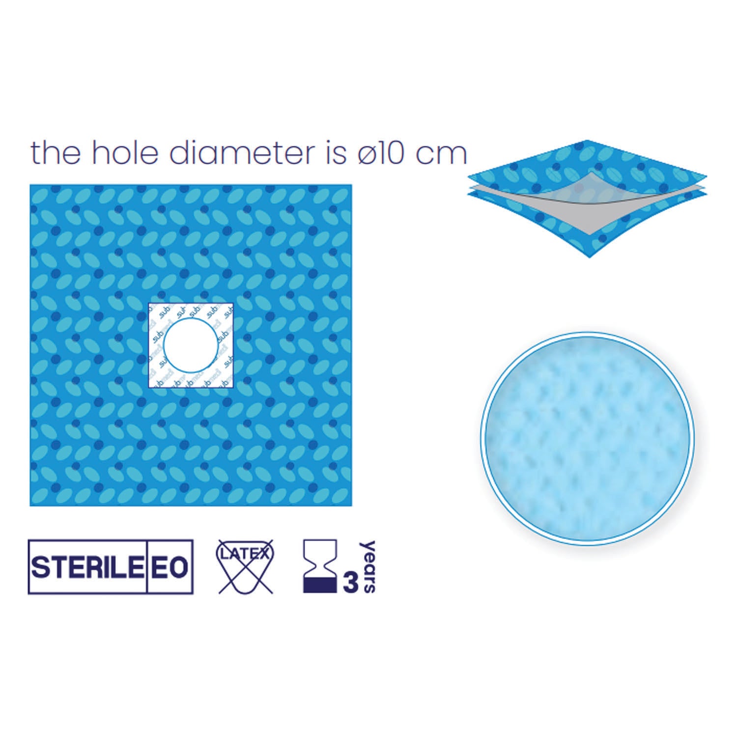 SUBMED Sterile-Non Sterile Adhesive Fenestrated Drapes (3-layered Pp/Pe/Pp - 75 gsm)