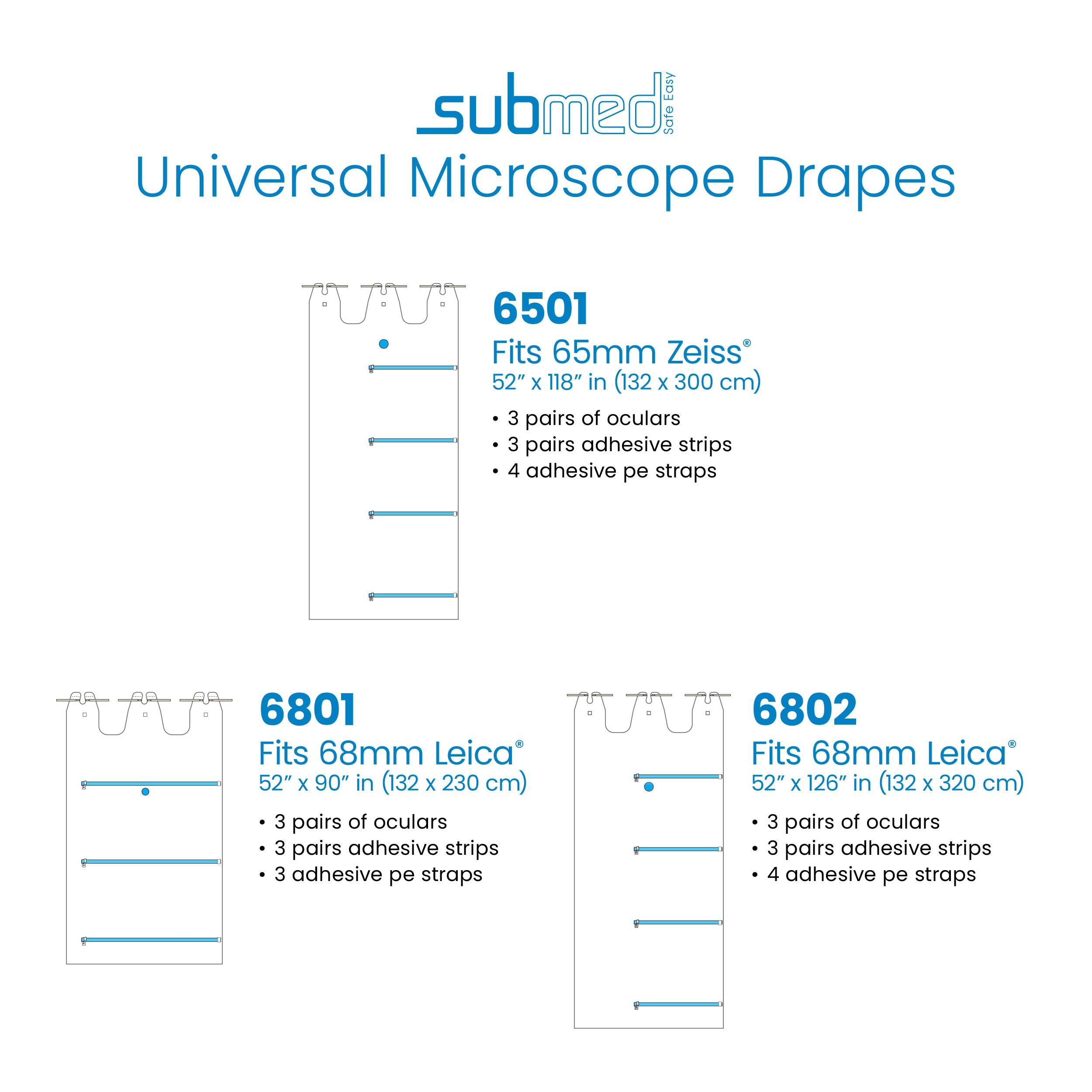 Microscope Drape Cover SUBMED Sterile Universal Microscope Drapes, for Zeiss, Leica ...