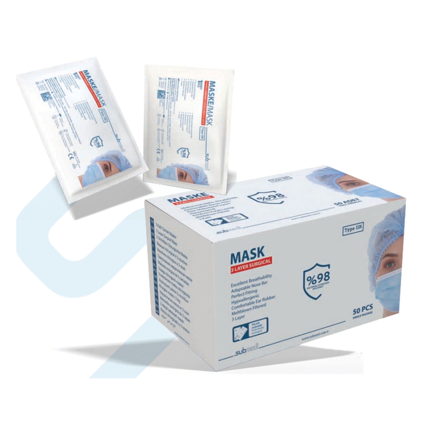 SUBMED Sterile Individually Wrapped Flowpack Mask