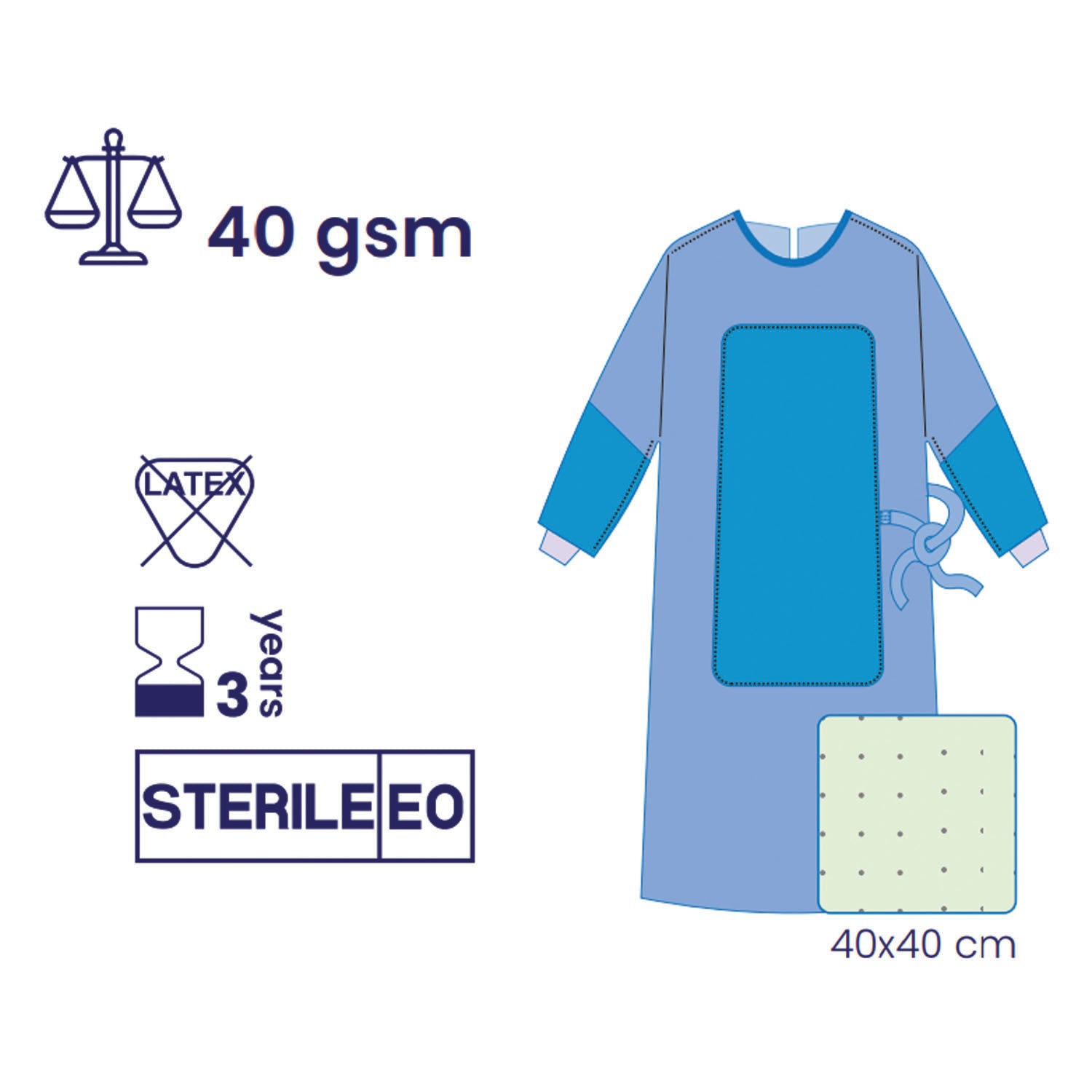 SUBMED Reinforced Surgical Gown 1 Towel