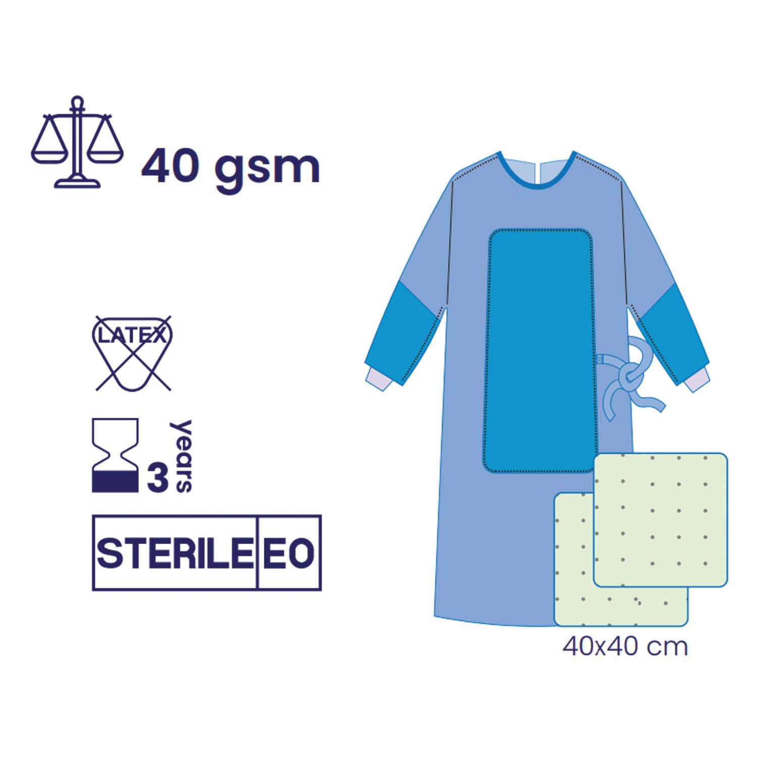 SUBMED Reinforced Surgical Gown 2 Towel