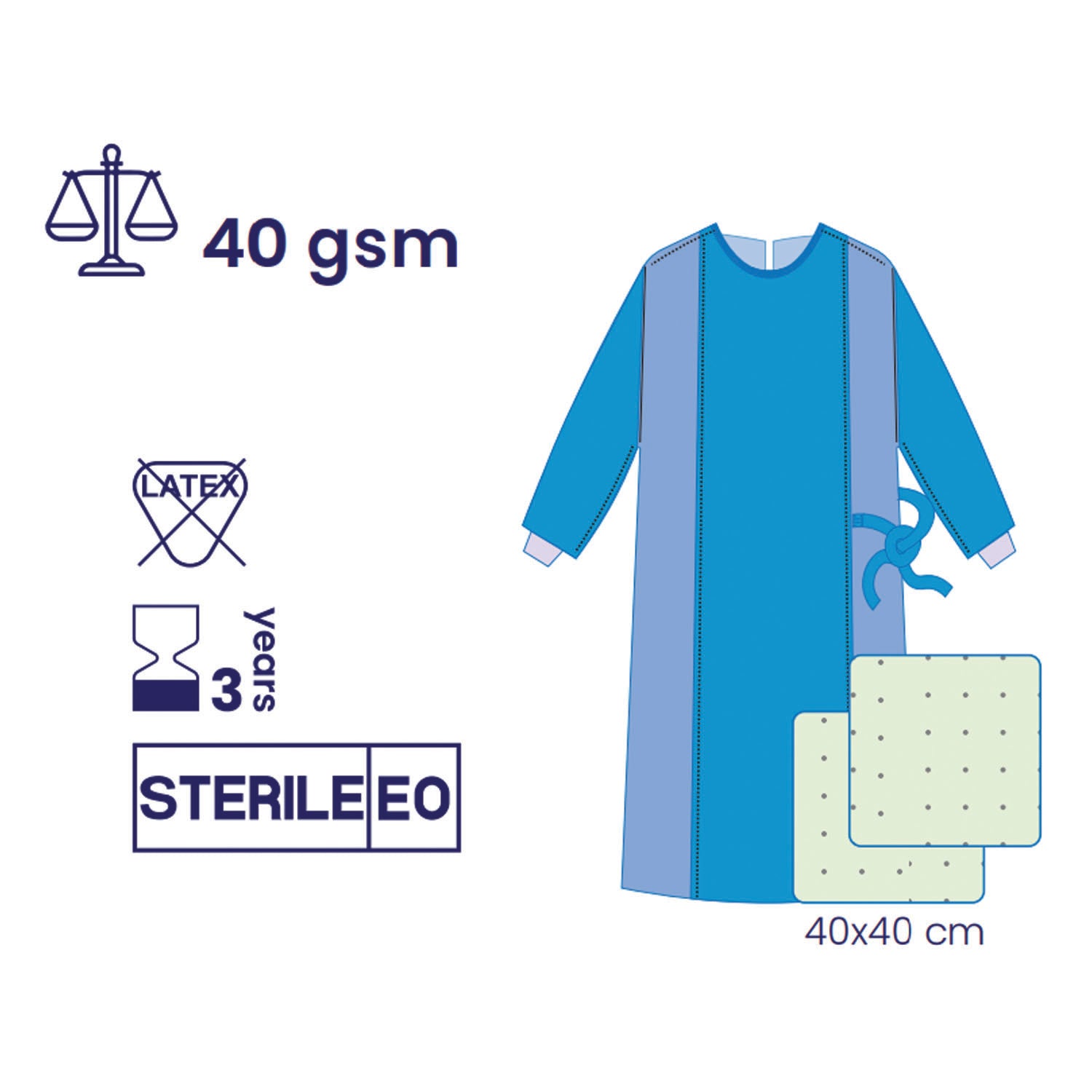 SUBMED Full Reinforced Surgical Gown 2 Towel