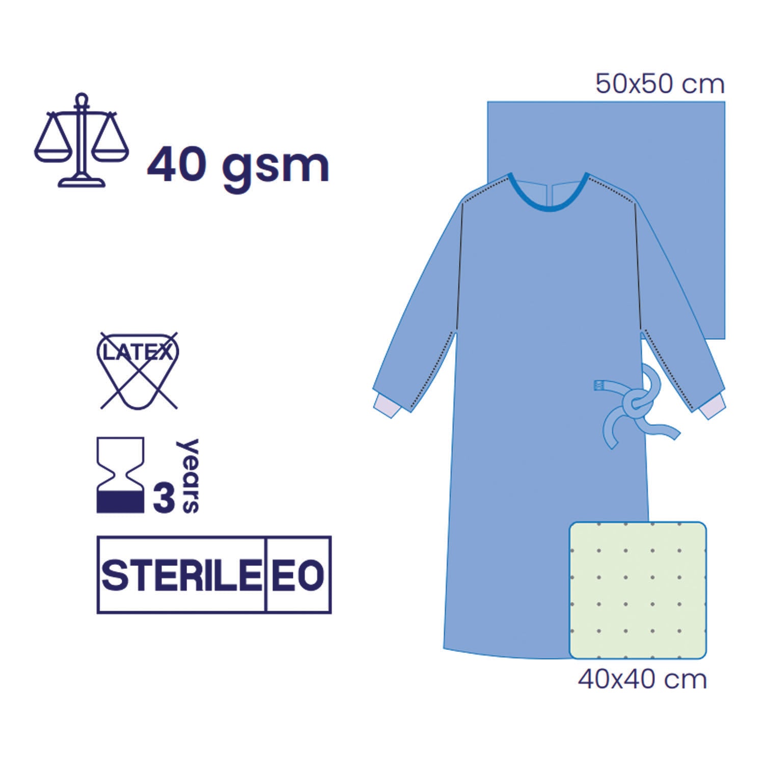 SUBMED Standard Surgical Gown Wrapped 1 Towel