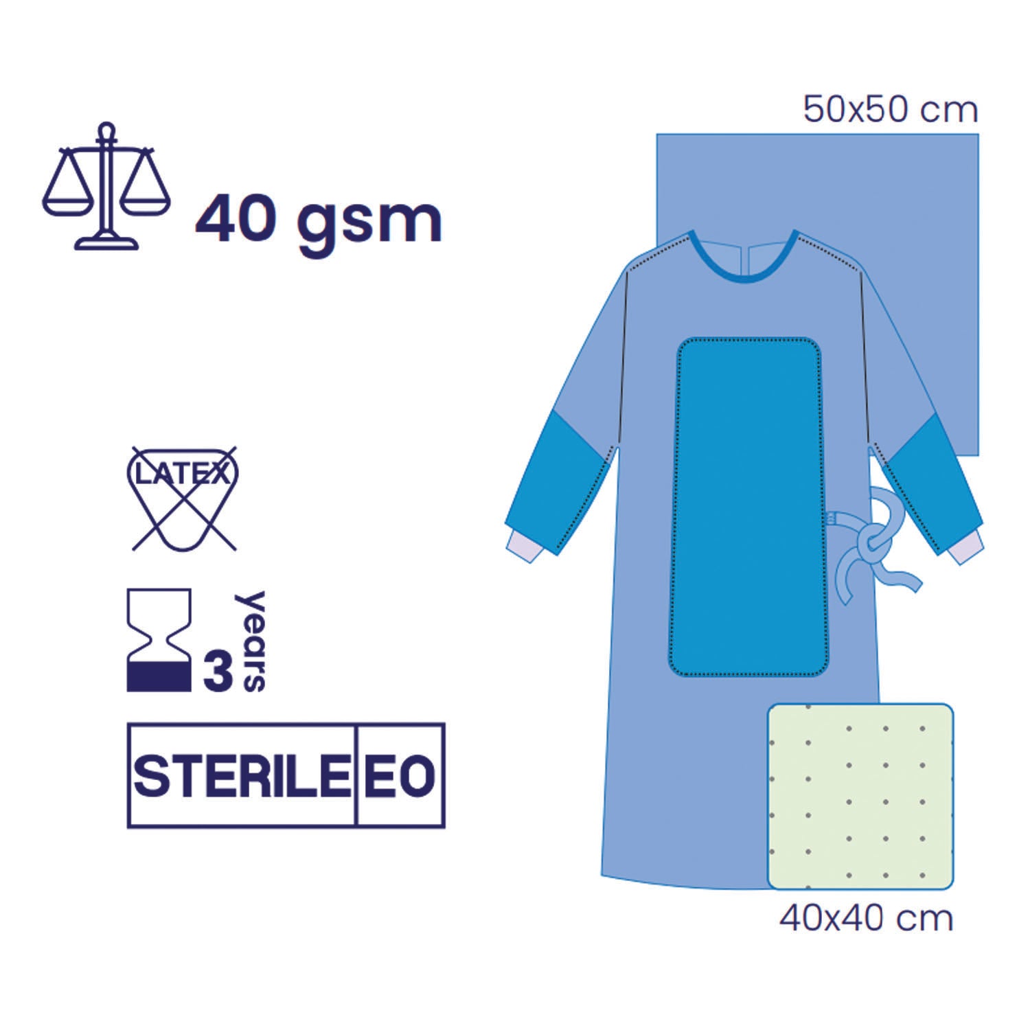 SUBMED Reinforced Surgical Gown Wrapped 1 Towel