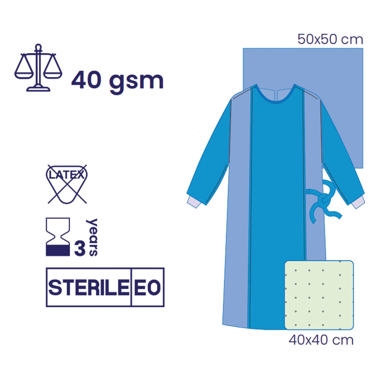 SUBMED Full Reinforced Surgical Gown Wrapped 1 Towel