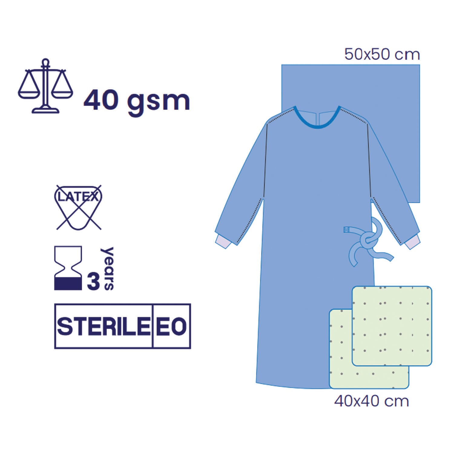 SUBMED Standard Surgical Gown Wrapped 2 Towel